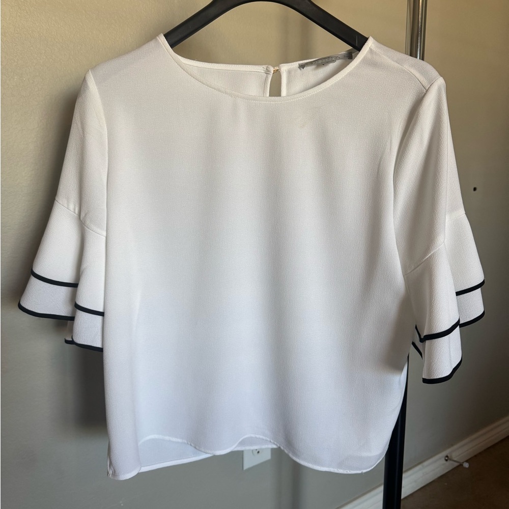 Marc New York White Blouse with Black Trim